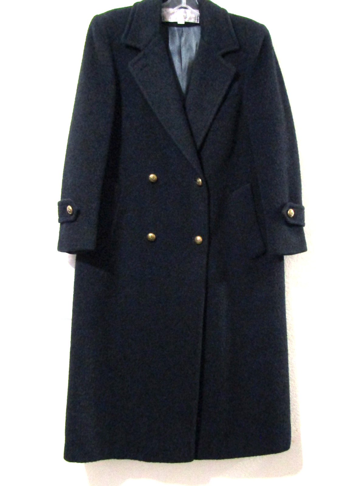 Vtg Evan Picone Coat 6 S Pure Wool Black USA Double Breasted