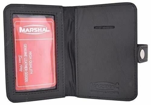 Genuine Leather Bifold Badge ID Holder with Snap Closure