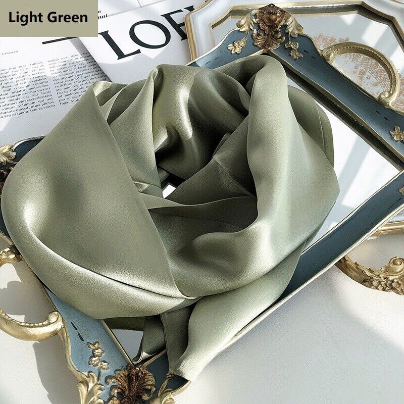 Women 100% Mulberry Silk Neck Scarf Long Ribbon Neckerchief Double Sided 6″x57″