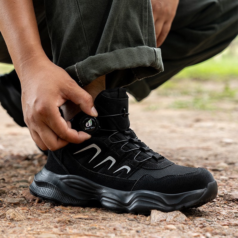 New Fashion Men Indestructible Work Shoes Rotary Buckle Steel Toe Safety Shoes