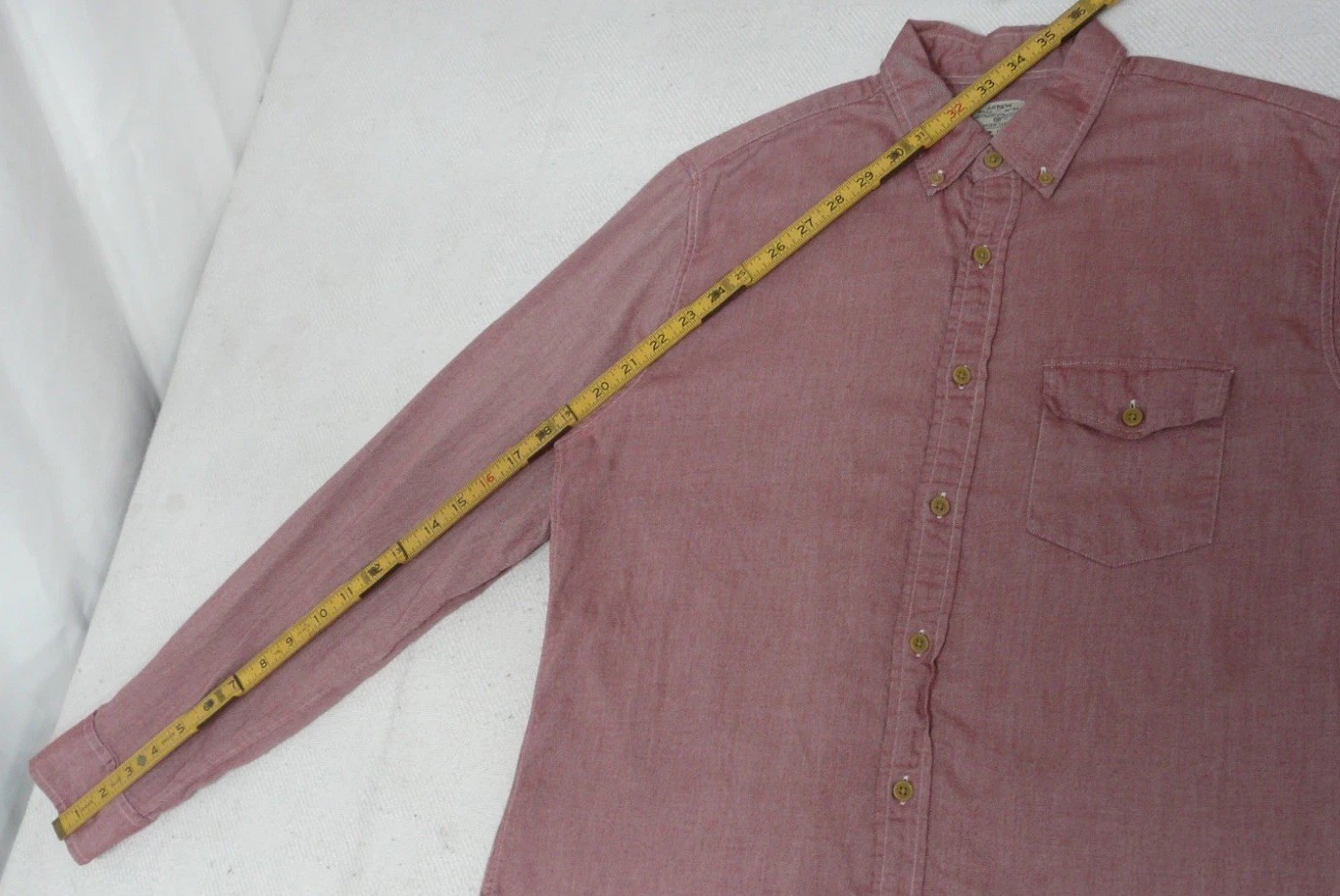 J Crew Work Shirt Mens M Washed Red Button Down Cotton Diagonal Twill Brushed