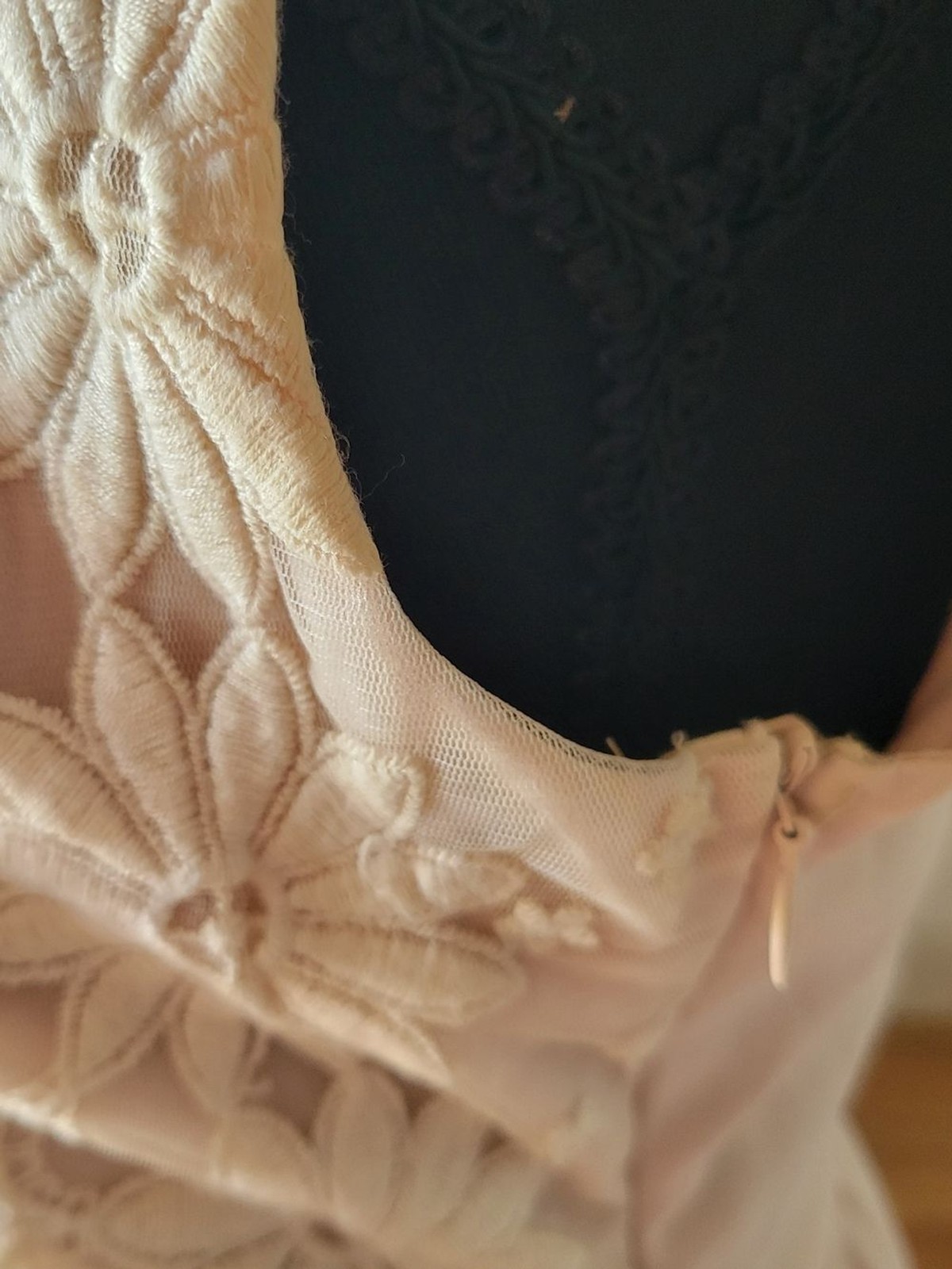 Coco Love Blush Pink Chiffon Fit & Flare Dress with Cream Floral Lace XS/ S(jrs)