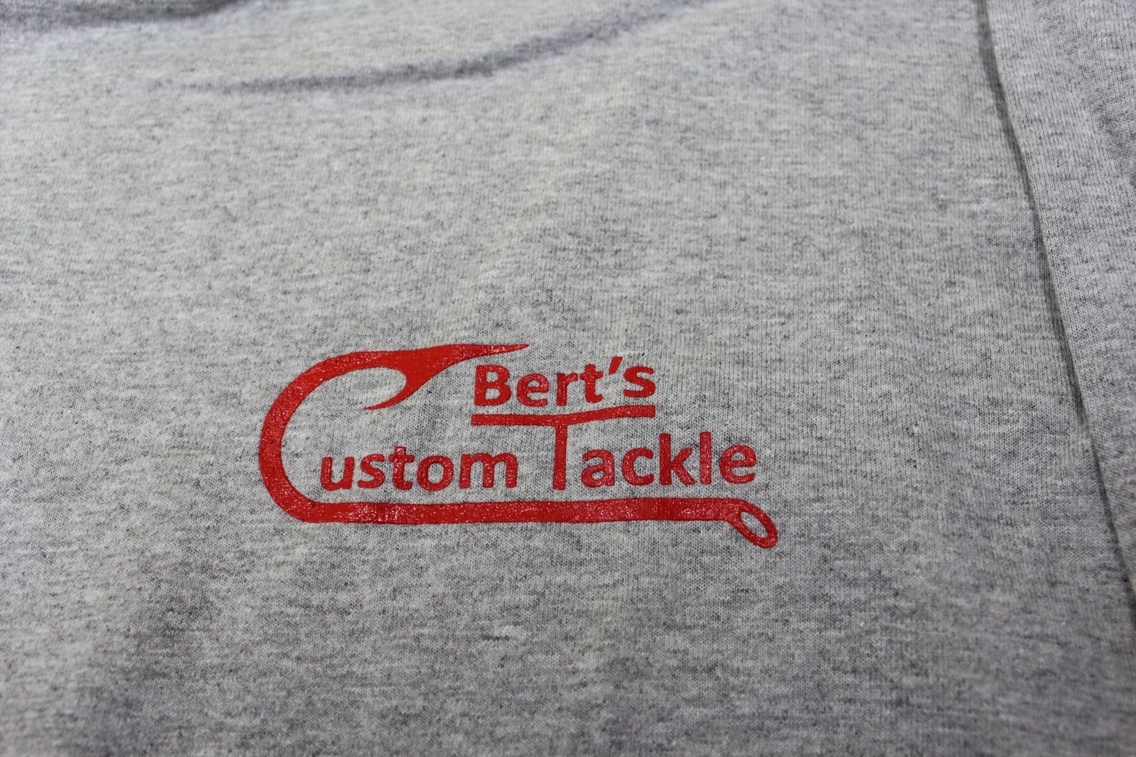 Berts Custom Tackle Gray Short SLV 50/50 Poly Cotton Dry Blend Choose Size