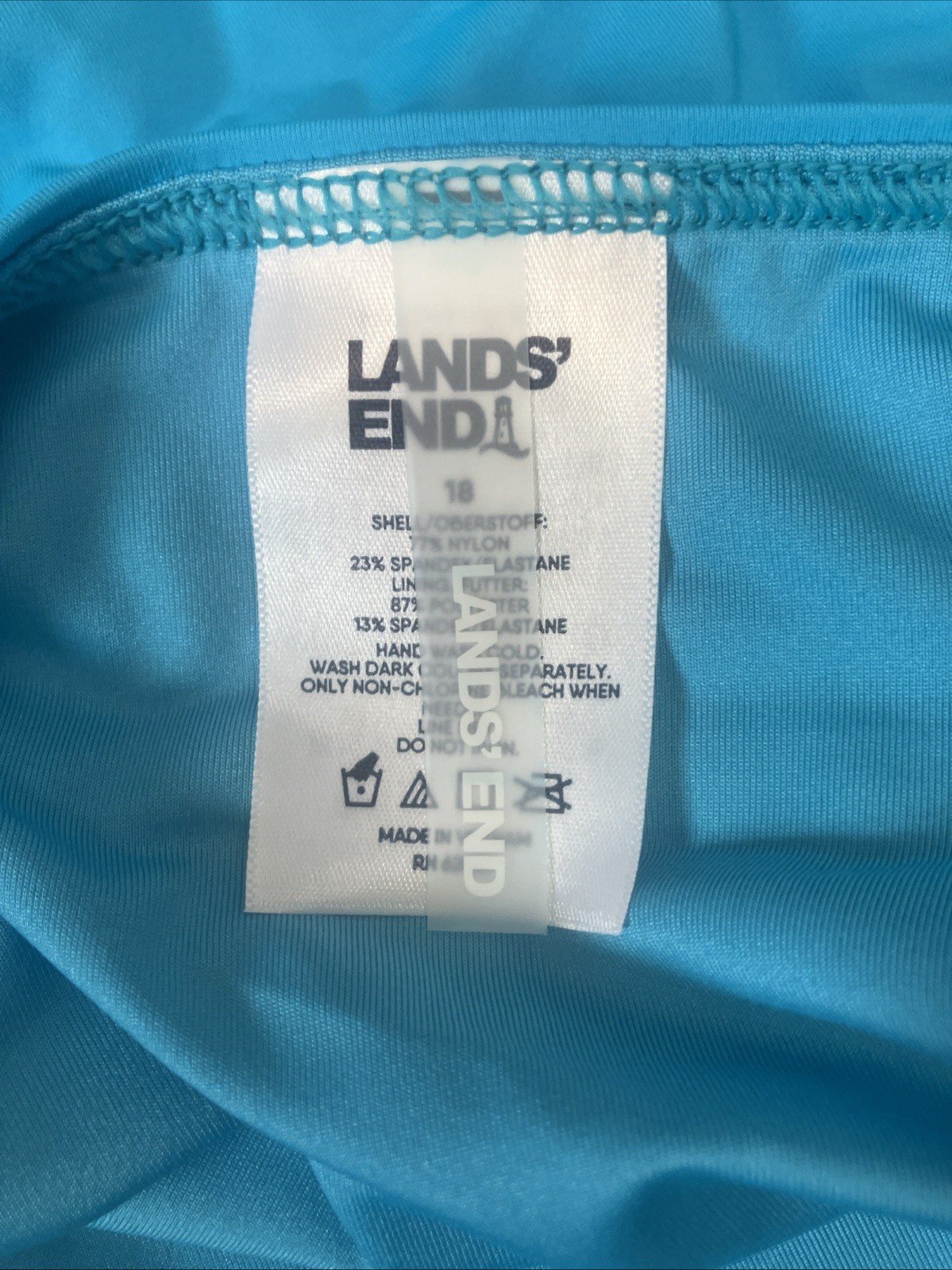 New Lands’ End Bikini Swim Bottoms Size 18 Turquoise High Waisted Blue Lands End