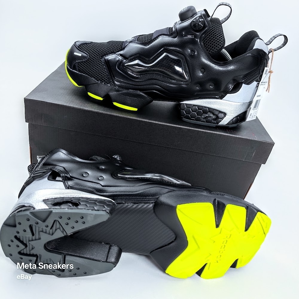 Reebok Aries InstaPump US 12 Men’s Black Silver Yellow Retro Fury 100208650 New