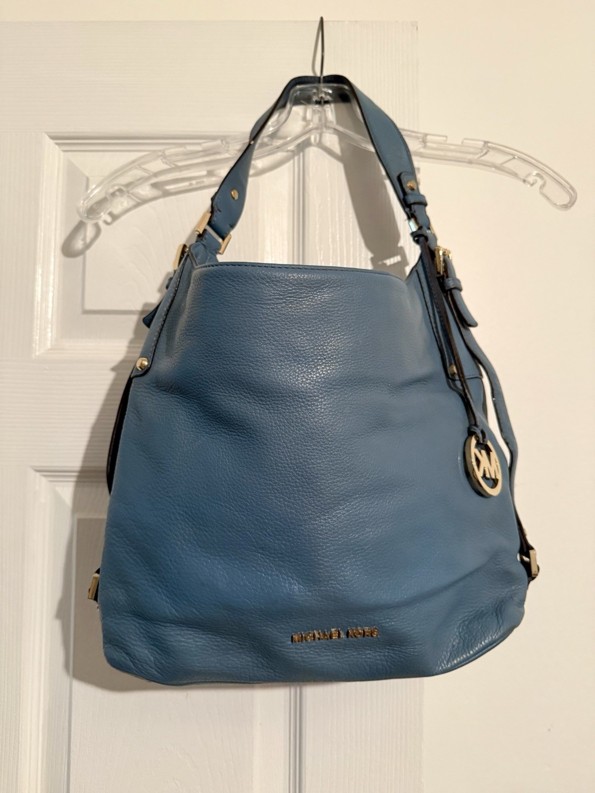 Michael Kors Nolita Bedford Blue Leather Large Hobo Handbag