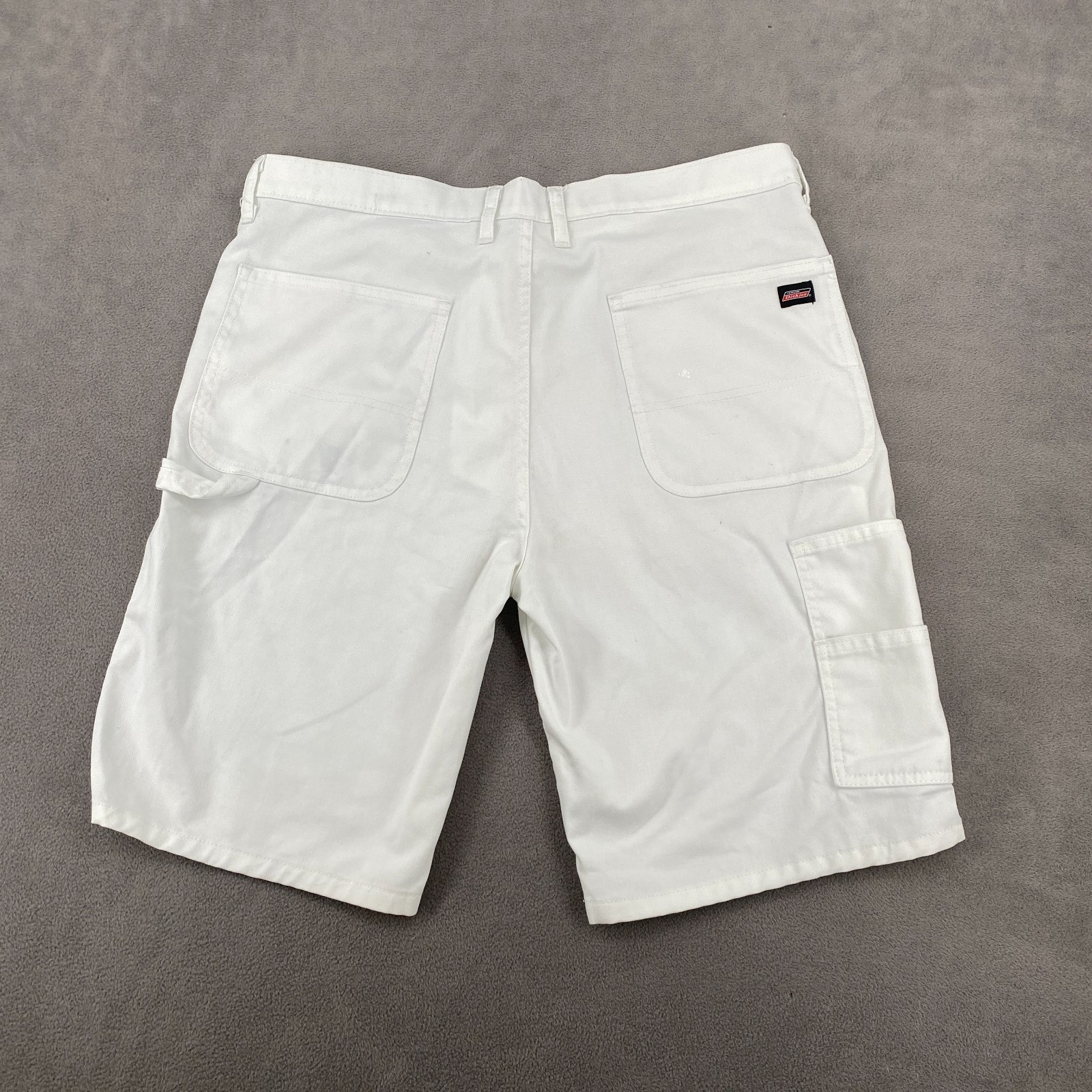Genuine Dickies Flex Carpenter Shorts Mens 36 White Mid Rise Relaxed Hammer Loop