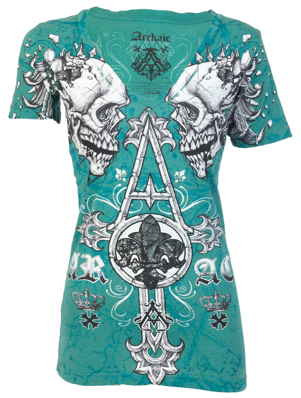 Archaic by Affliction Women’s T-shirt Tall Tale Biker Tattoo