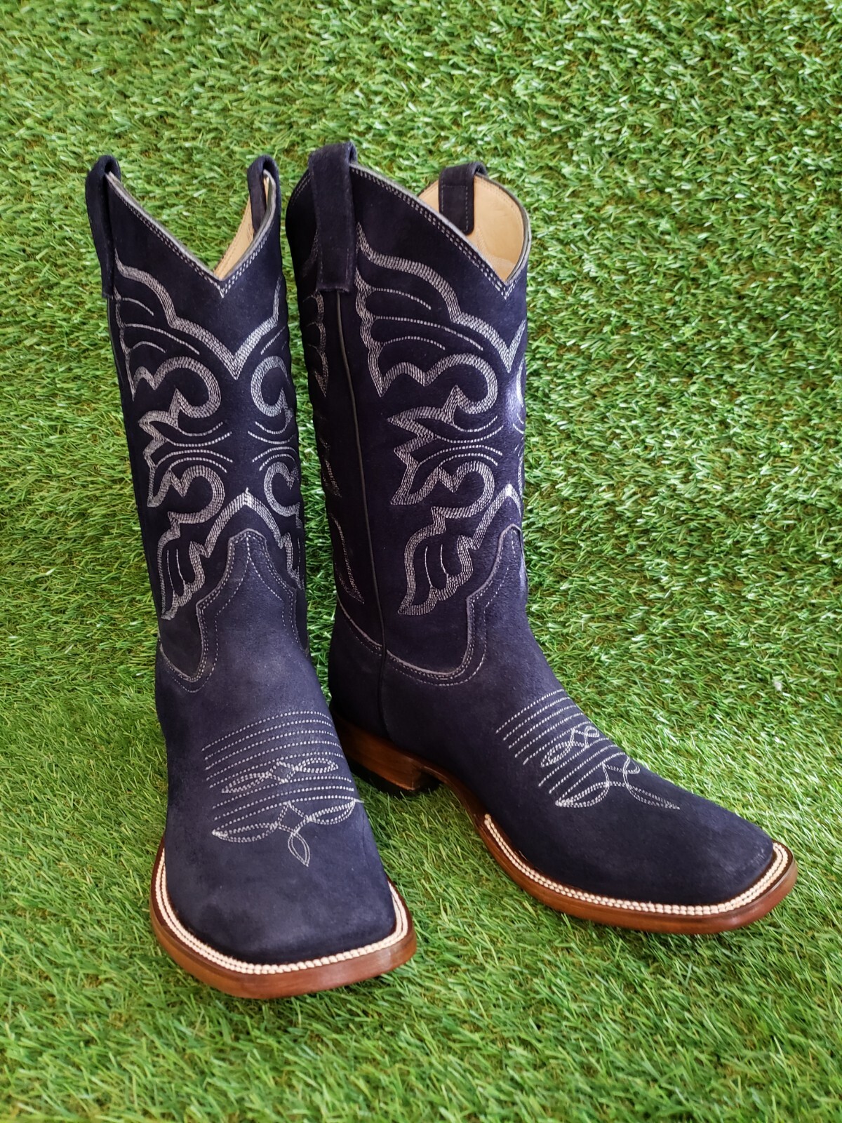 Mens New All Navy Blue Suede Western Cowboy Boots All Sizes Available