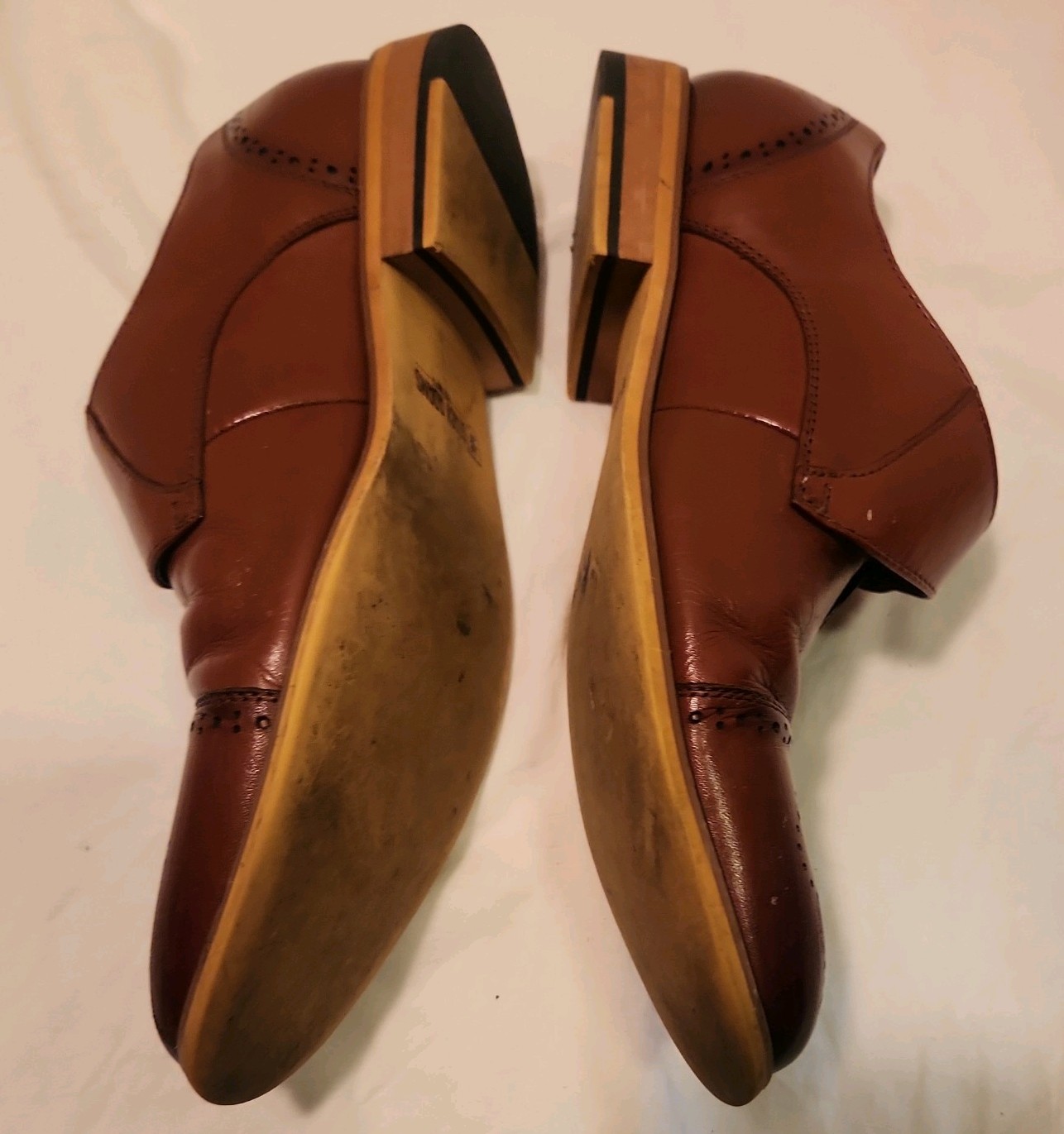Stacy Adams Men’s Dickinson Leather Cap Toe Oxford Shoes Cognac Size 10 M