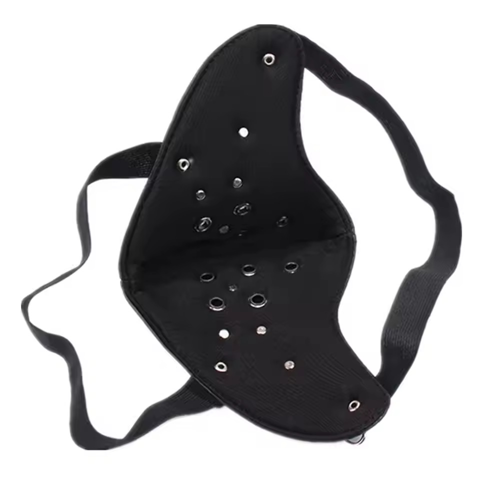 Punk Black PU Leather Rivet Half Face Mask Outdoors Motorcycle Biker Protection