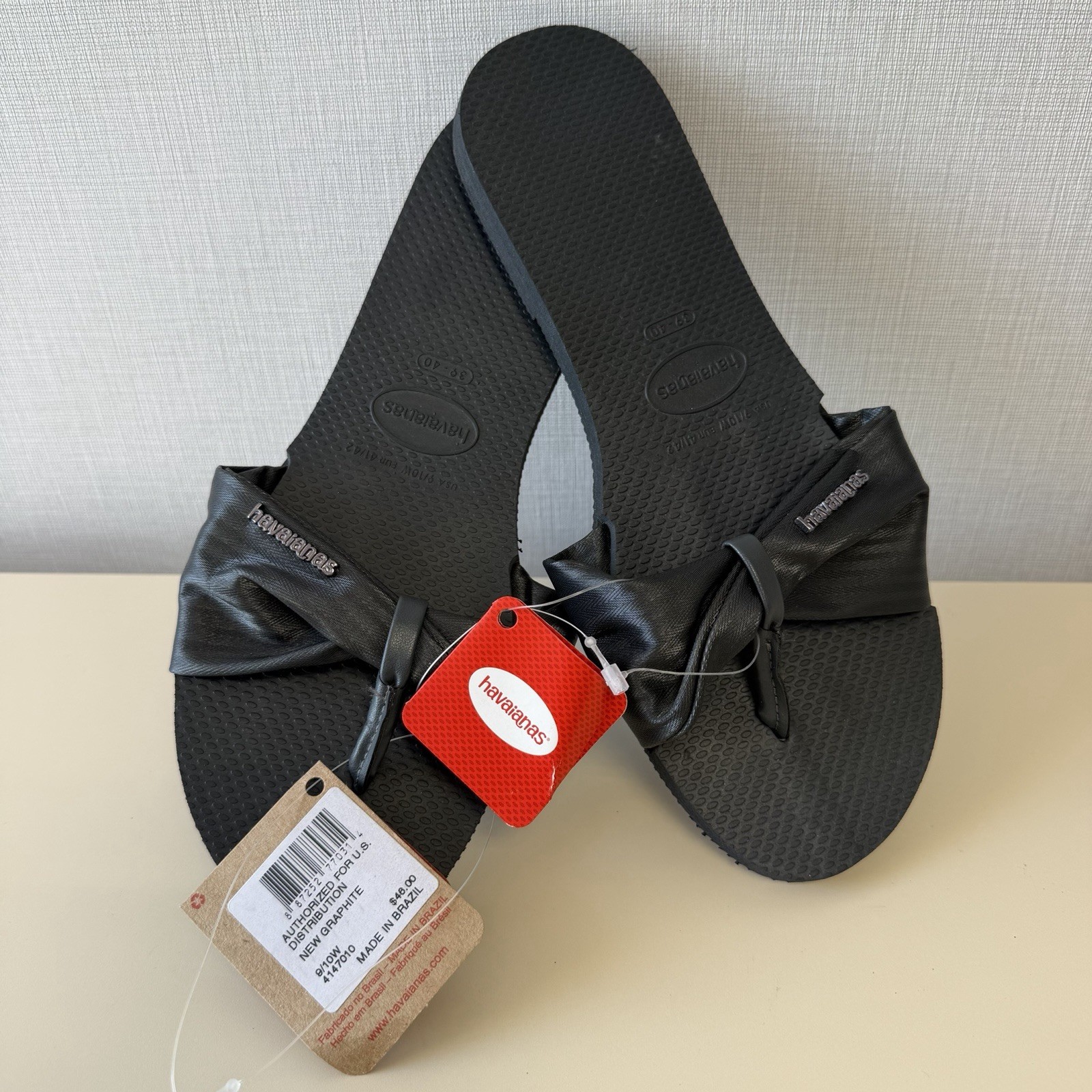 Havaianas Flip Flops Women You ST Tropez Lush Sandals Black Sz 9/10 MSRP $46 NEW