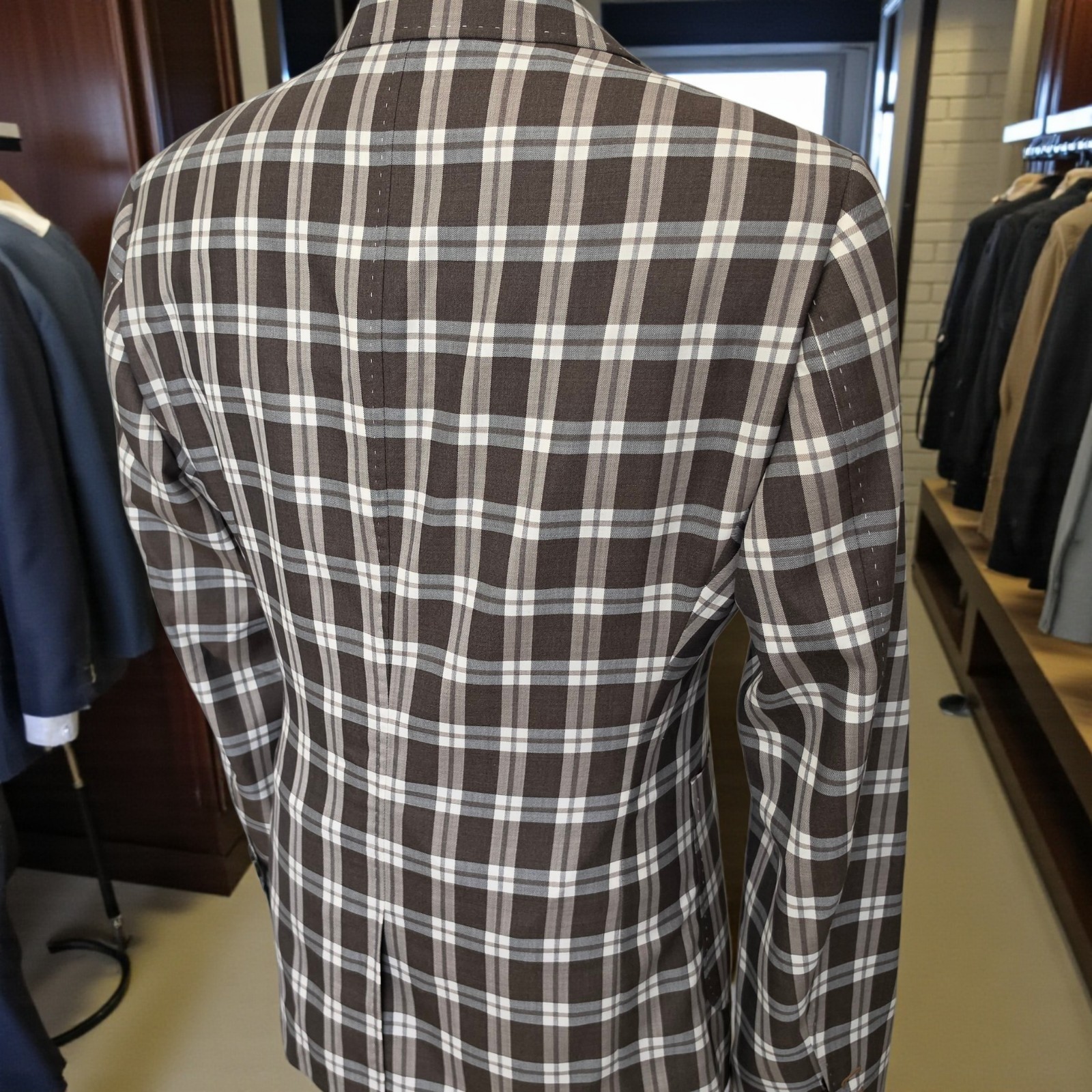 Bespoke Blazer 40L Wool Silk 4 Seasons Full Canvas Working Cuff Checked
