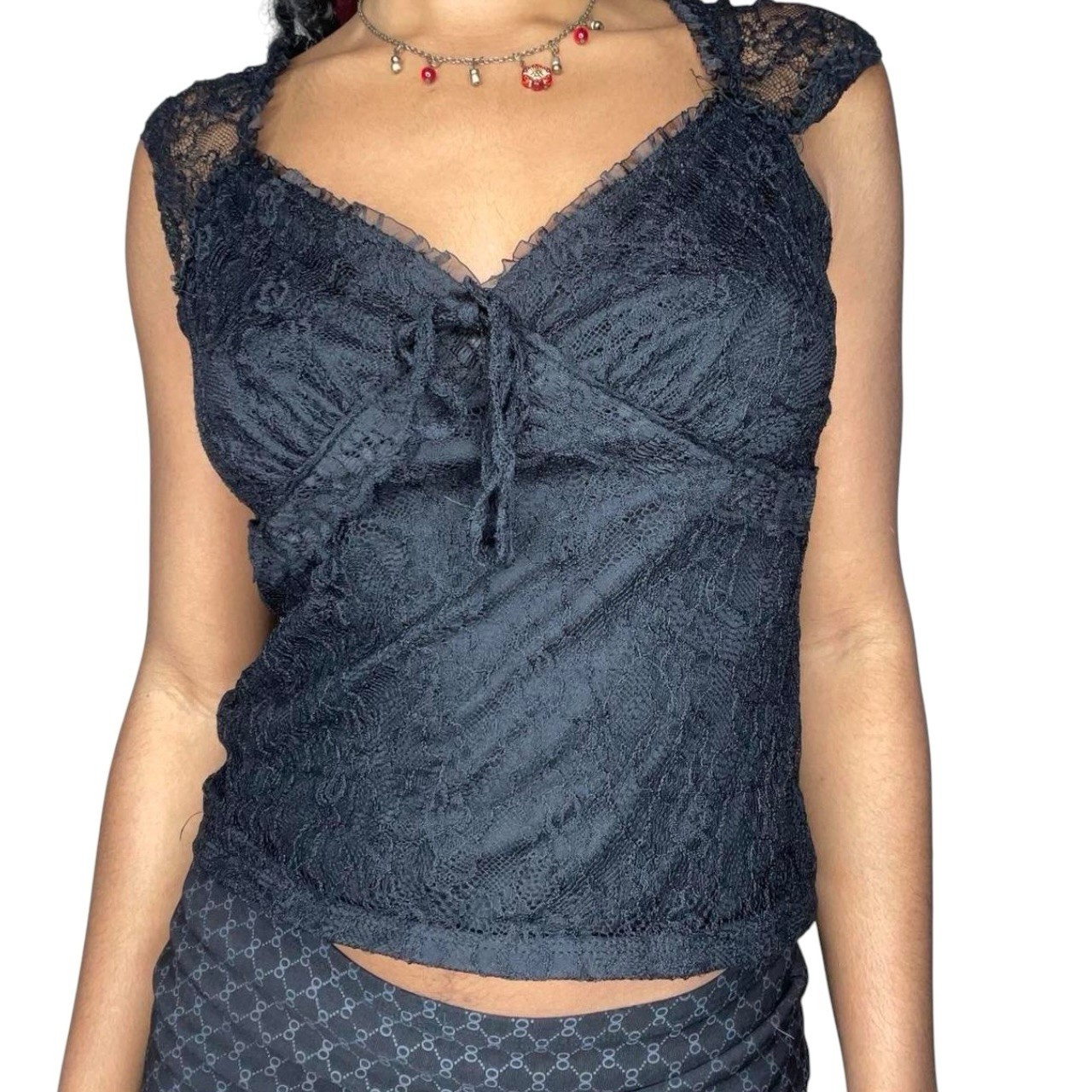 Almost Famous Black Lace Gothic Top Size M
