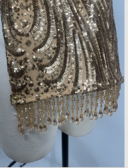 Nicolas Mendoza Women’s Gold Sequin Pants / Backless Top 2 Piece Set Size NA