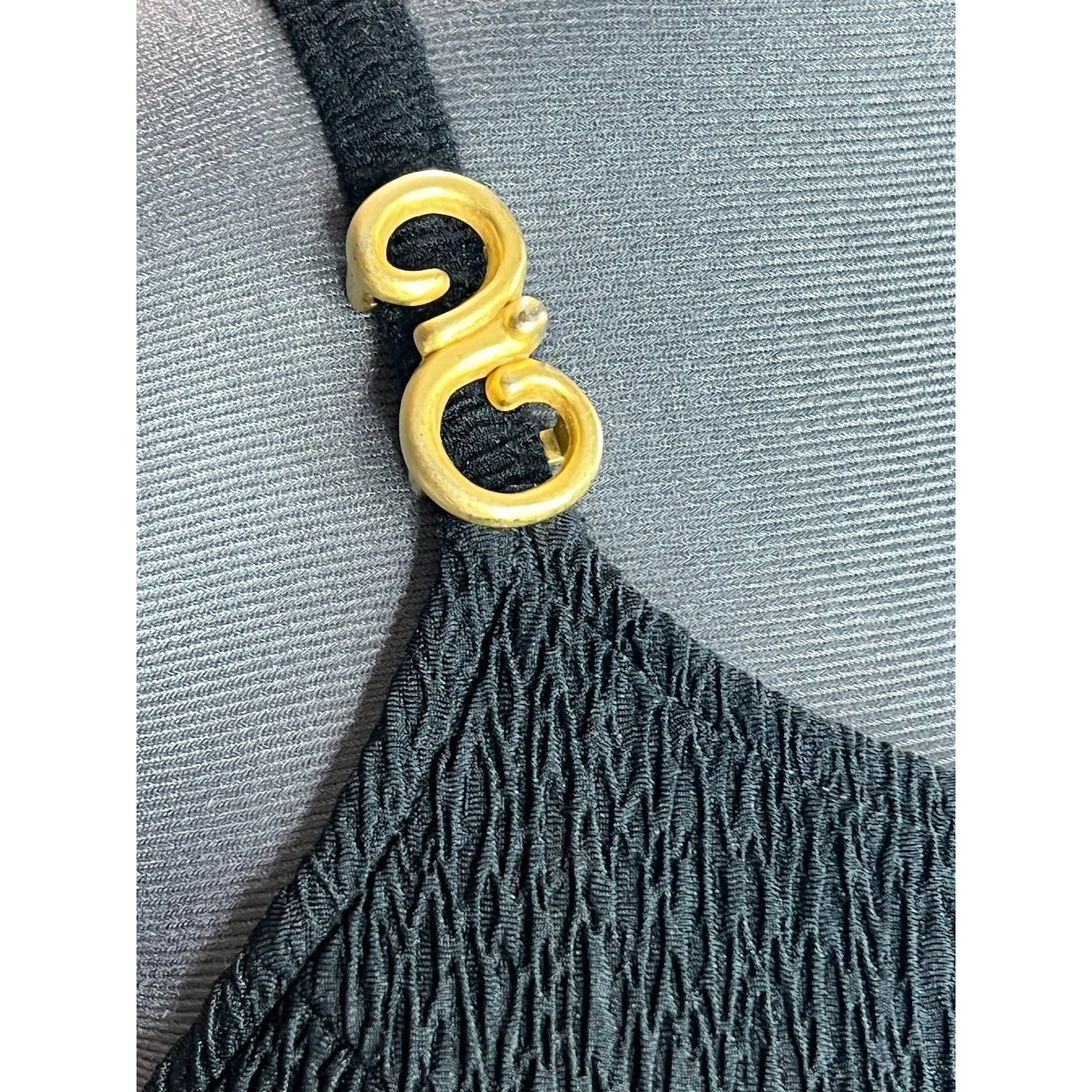 Jantzen one piece swimsuit Vintage black textured gold buckles