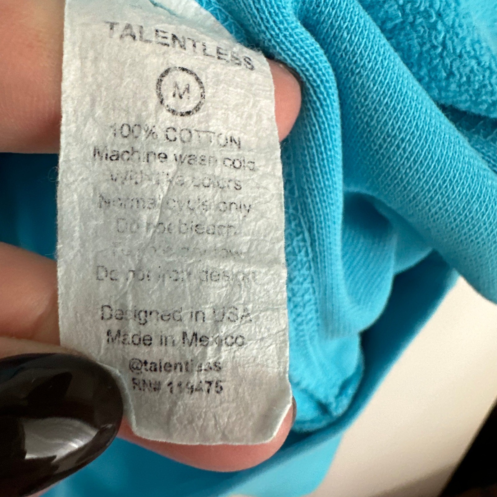 Talentless Neon Collection Blue Orange Logo Hoodie Sweatshirt Size M 100% Cotton