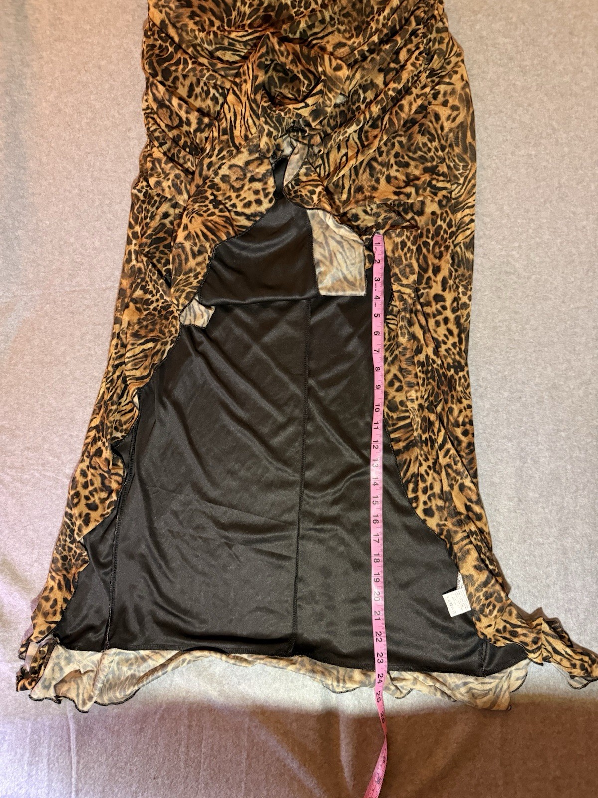 Women’s Strapless Leopard Animal Print Ruffle Maxi Dress Stretch Pullover 2XL
