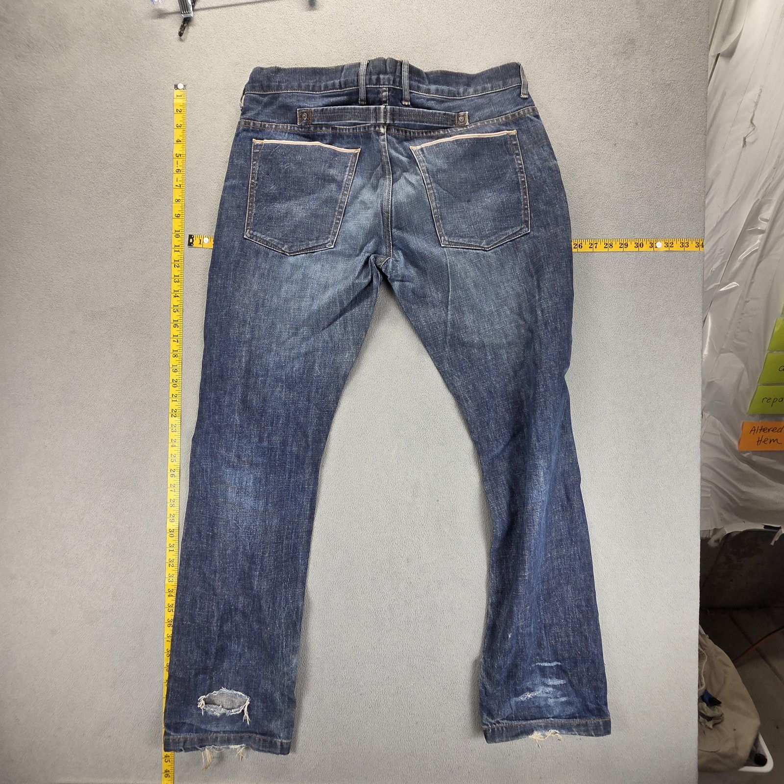 Sicko Jeans Mens Blue Selvedge Buckle Back Whiskers Fits 36×32
