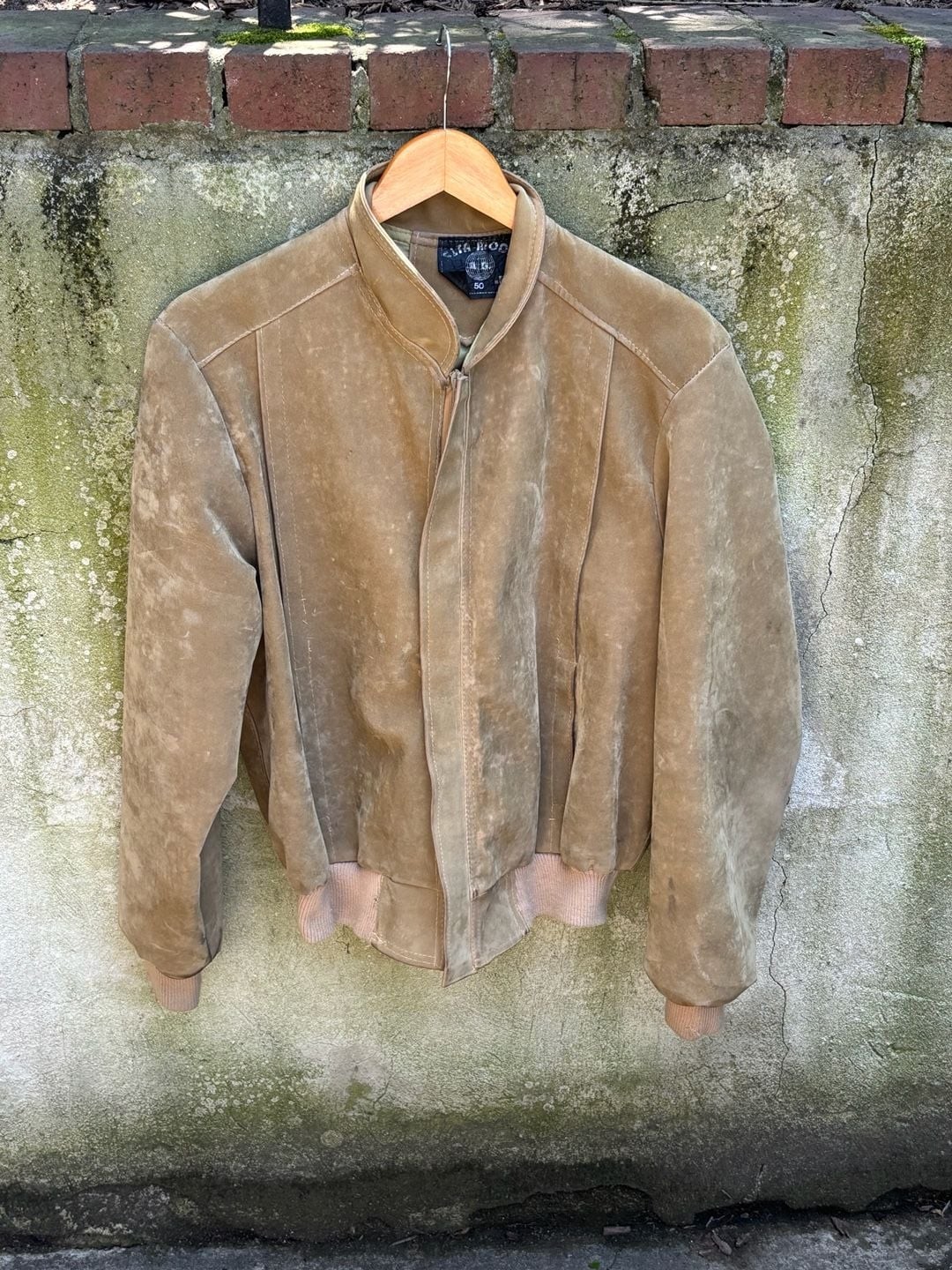 Vintage Alta Moda Made in Italy Tan Suede Bomber Jacket