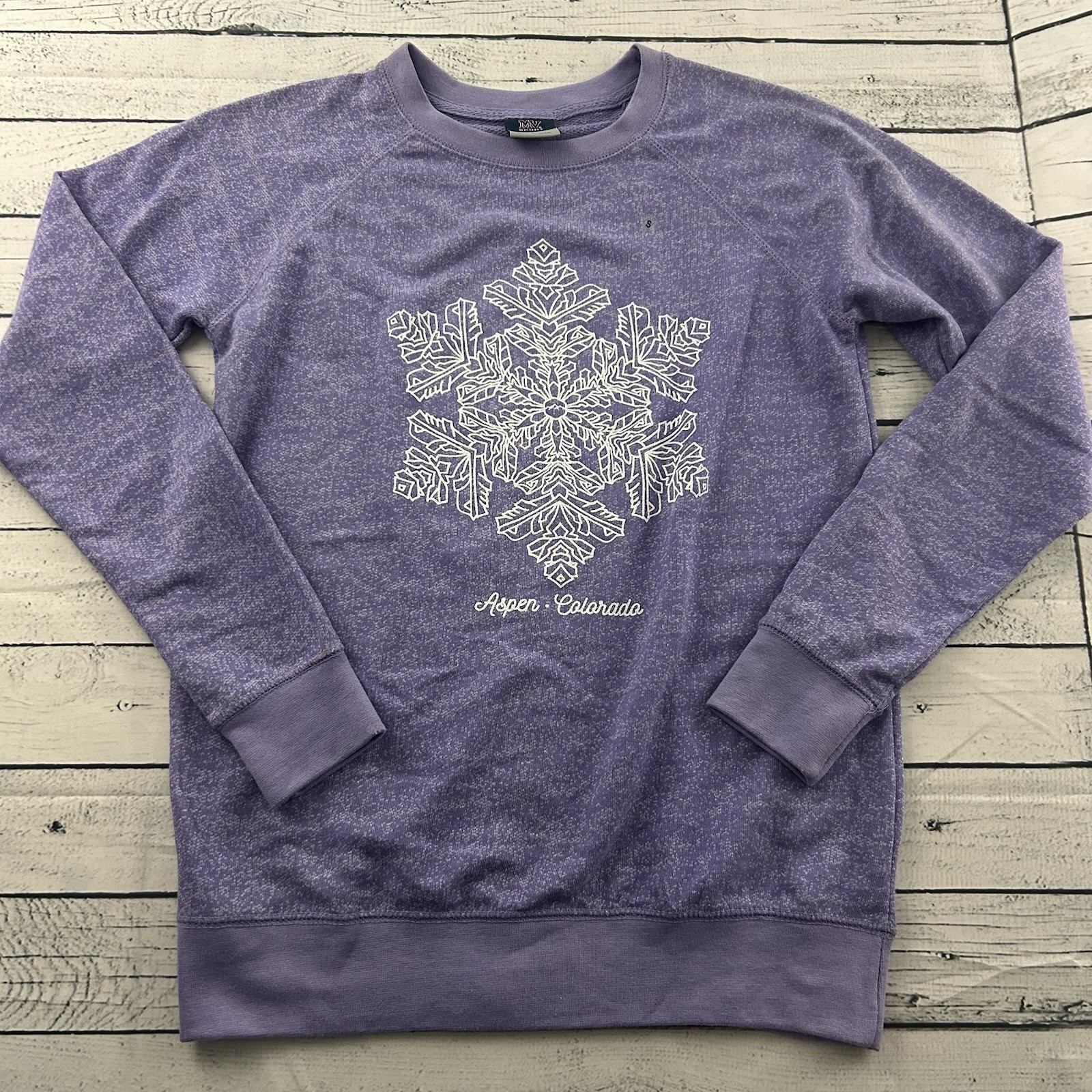 NEW MV Sport Aspen Colorado Snowflake Pullover Crewneck Sweatshirt Women’s Small