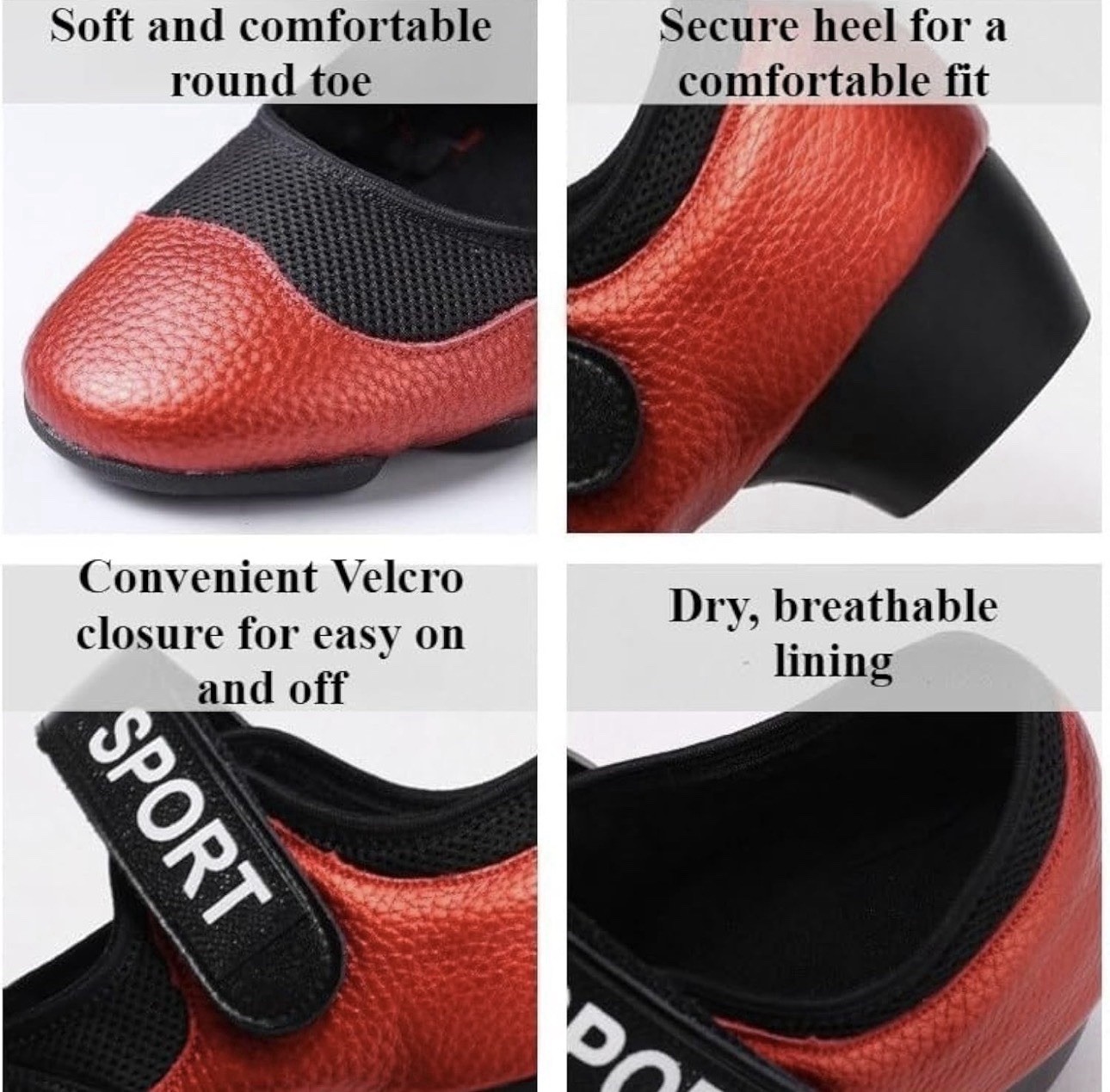 Womens Dance Practice Shoes Closed Toe Split Sole $45.55 Size 8.5 RED/BLACK