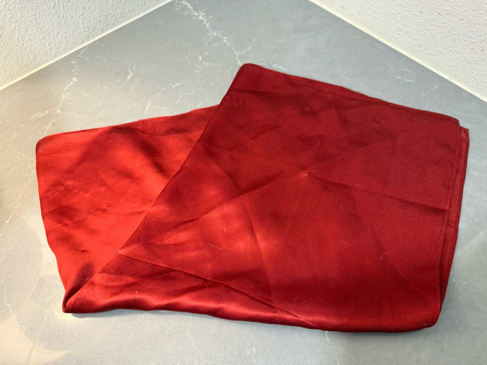 Set Of 2: Solid Color 100% Silk Square Scarves Yellow & Red – 53cm X 53cm