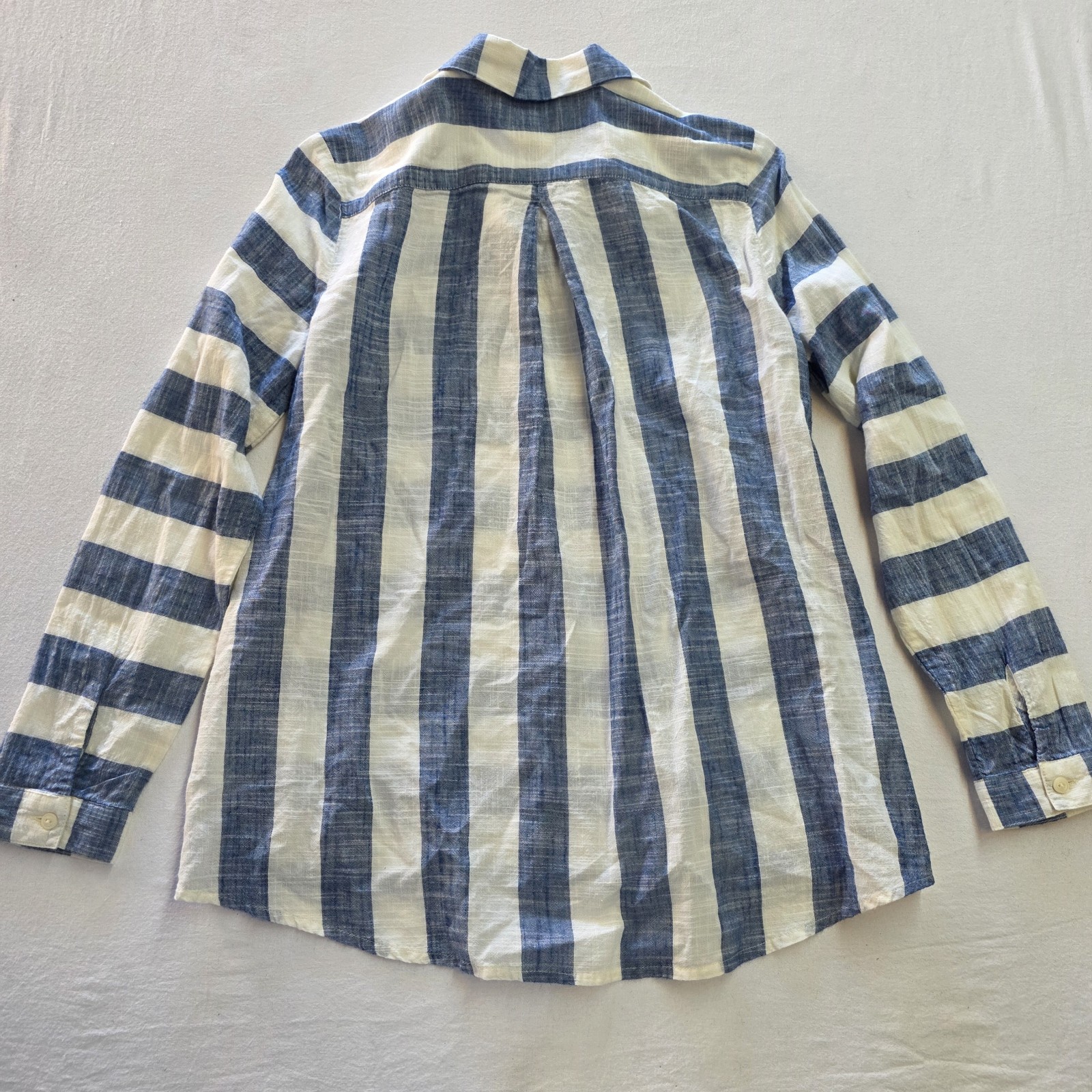 Tommy Hilfiger Costal 100% Cotton Long Sleeve Button-up Wide Stripe Sailor Sz M
