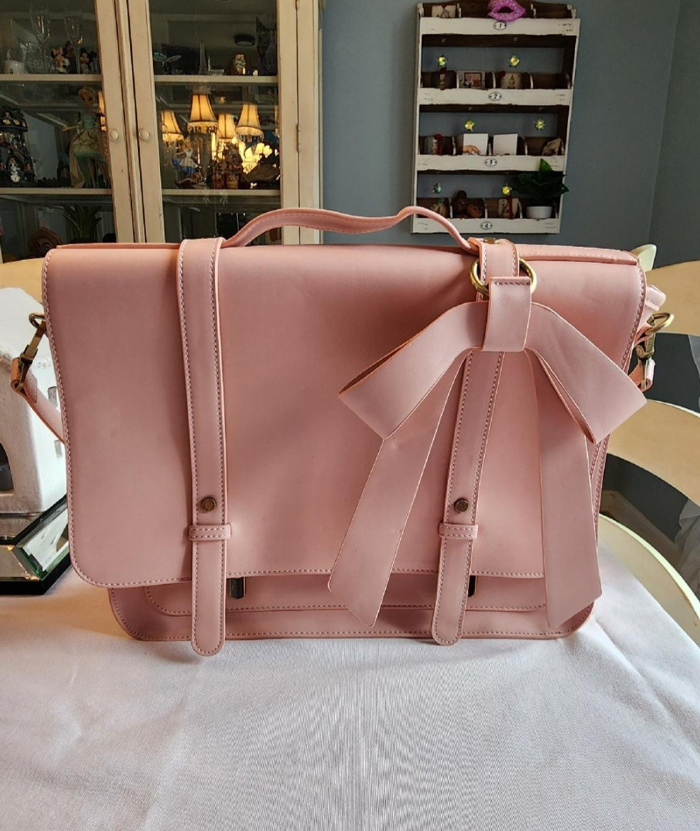 Ecosusi Summer Garden Romance Bow Briefcase Pink Convertible Messenger Bag NWOT
