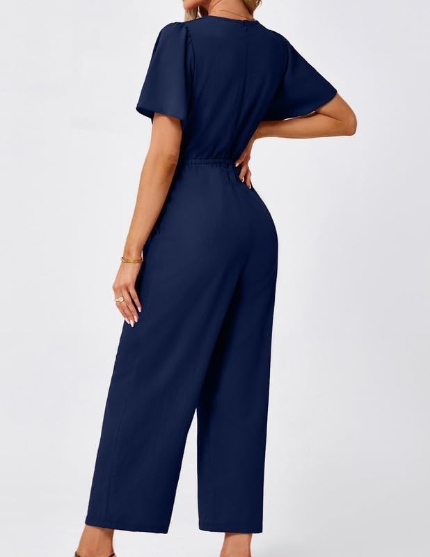 Womens Jumpsuits Wide Leg Jumpsuits Casual Dressy One Piece Outfits V Neck