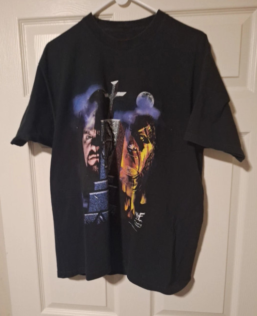 2001 WWF WWE Undertaker Kane Double Sided Black T-Shirt Your Worst Nightmare