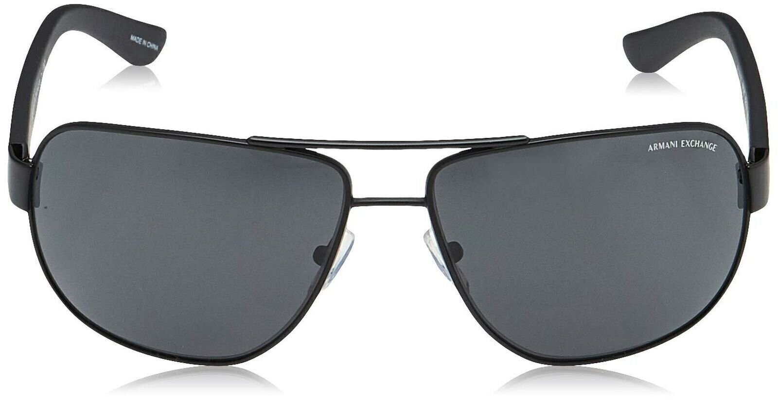 A|X Armani Exchange Men’s AX2012S Rectangular Metal Sunglasses, Satin Black