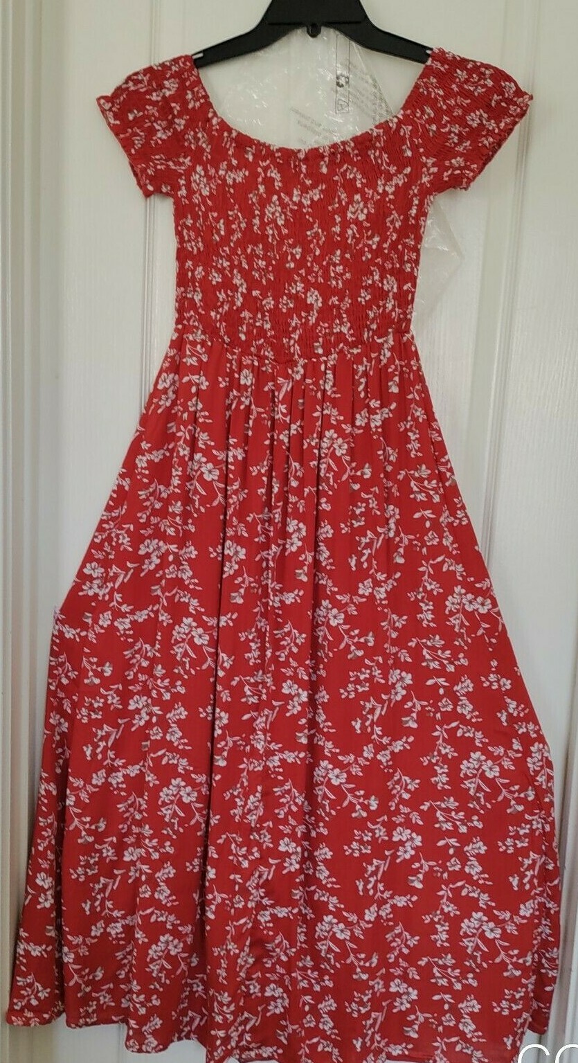 NEW WOMAN KRANDA GATHERED FRONT DRESS SIZE M SLIT FIT ~FLARE Floral 100% Rayon