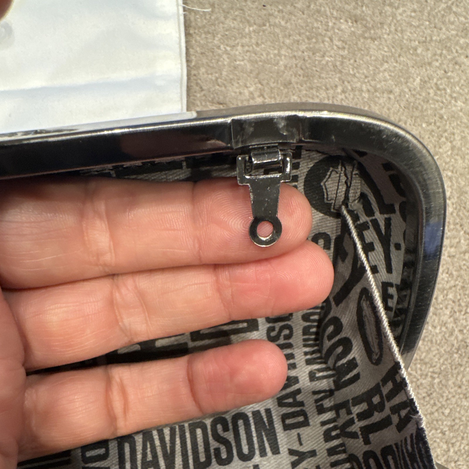 Harley-Davidson Black Studded Skull Clutch Clasp Closure Chain Strap w/ Dust Bag