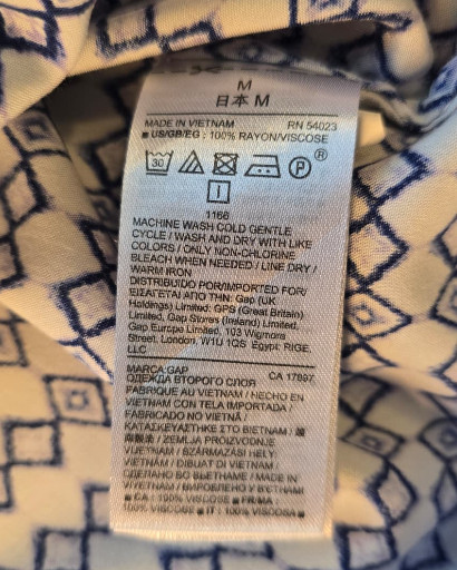 Gap Womens Shift Dress Medium Blue White Geometric Sleeveless V Neck Casual