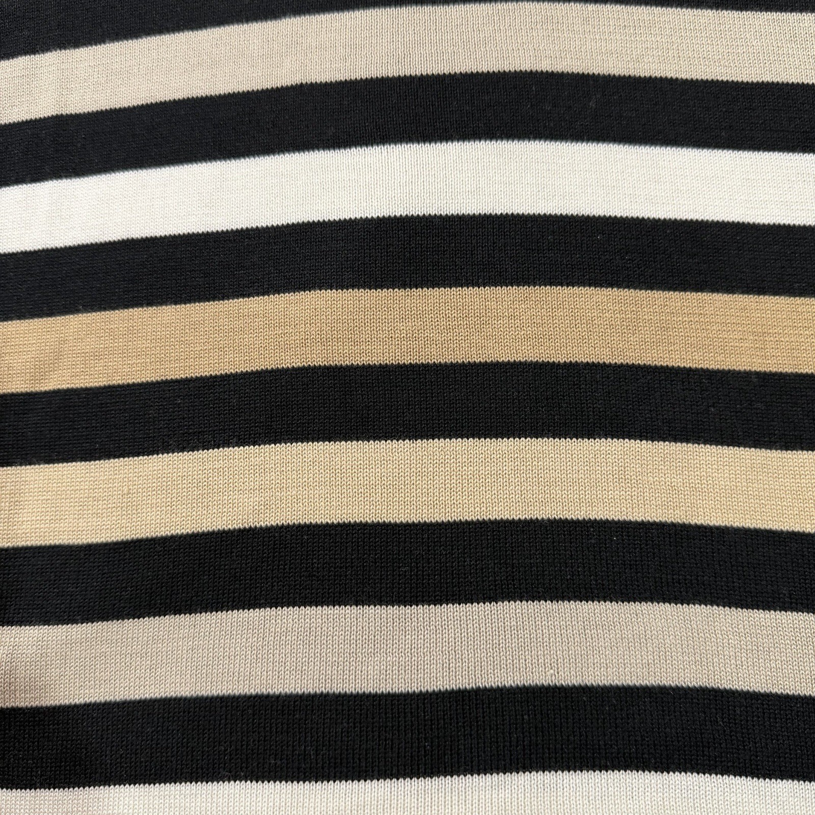 City Silk Black Beige White Striped Knit Sleeveless Crew Neck Pullover P/S B91