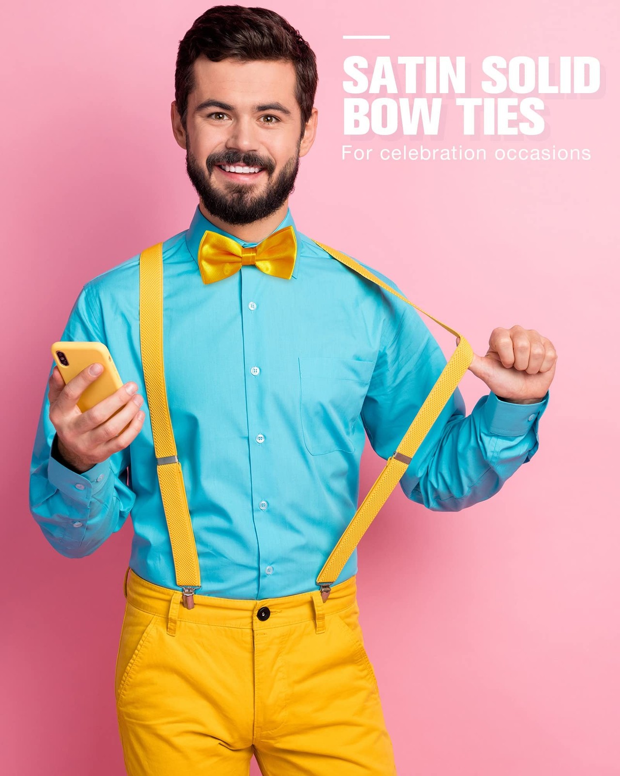 Hercicy 20 Pieces Bow Ties for Men, Formal Satin Solid Tuxedo Adjustable Leng…