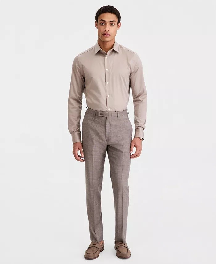Calvin Klein Mens Slim fit Wool 34 / 30 Tan Light Brown Solid