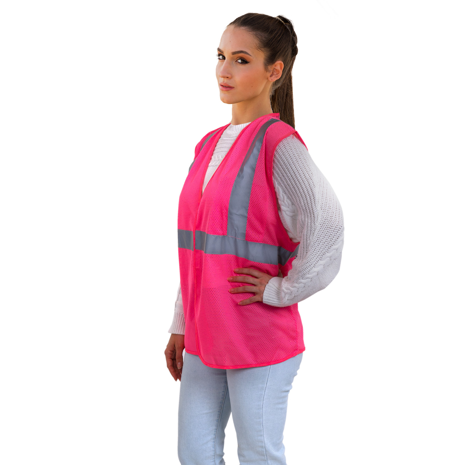 SAFETY VEST PINK Reflective Tape/ High Visibility JORESTECH