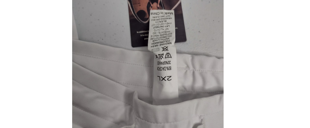 White Active drawstring elastic Joggers pants Unisex Size 2XL zipper pockets (K1