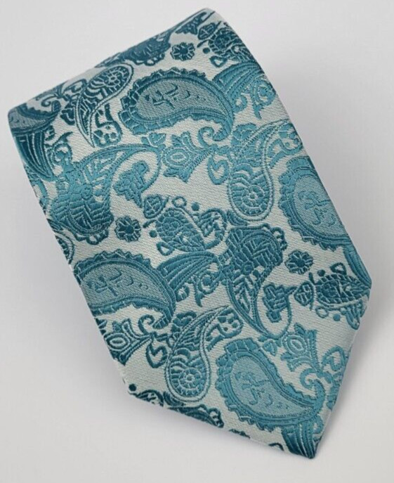 Weishang Silk Tie Blue Green Paisley Men Necktie Skinny 57.5 x 3