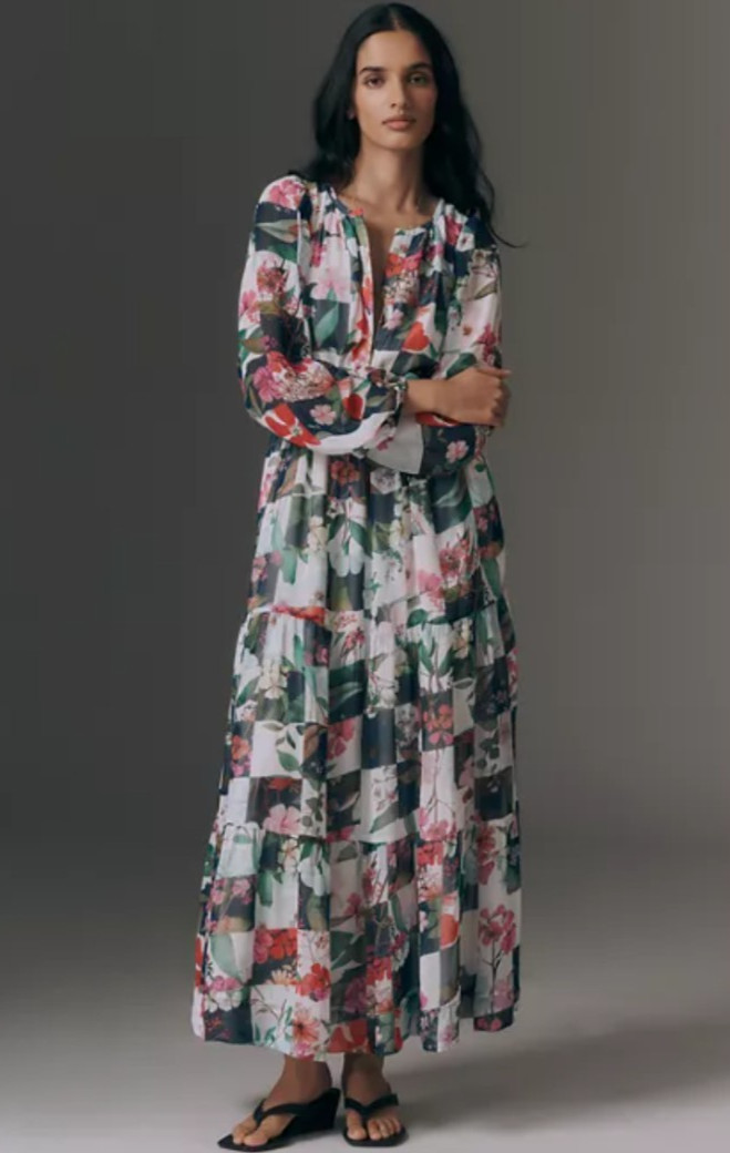 Anthropologie Women’s Blue Multi The Somerset Maxi Dress: Chiffon Edition $178 M