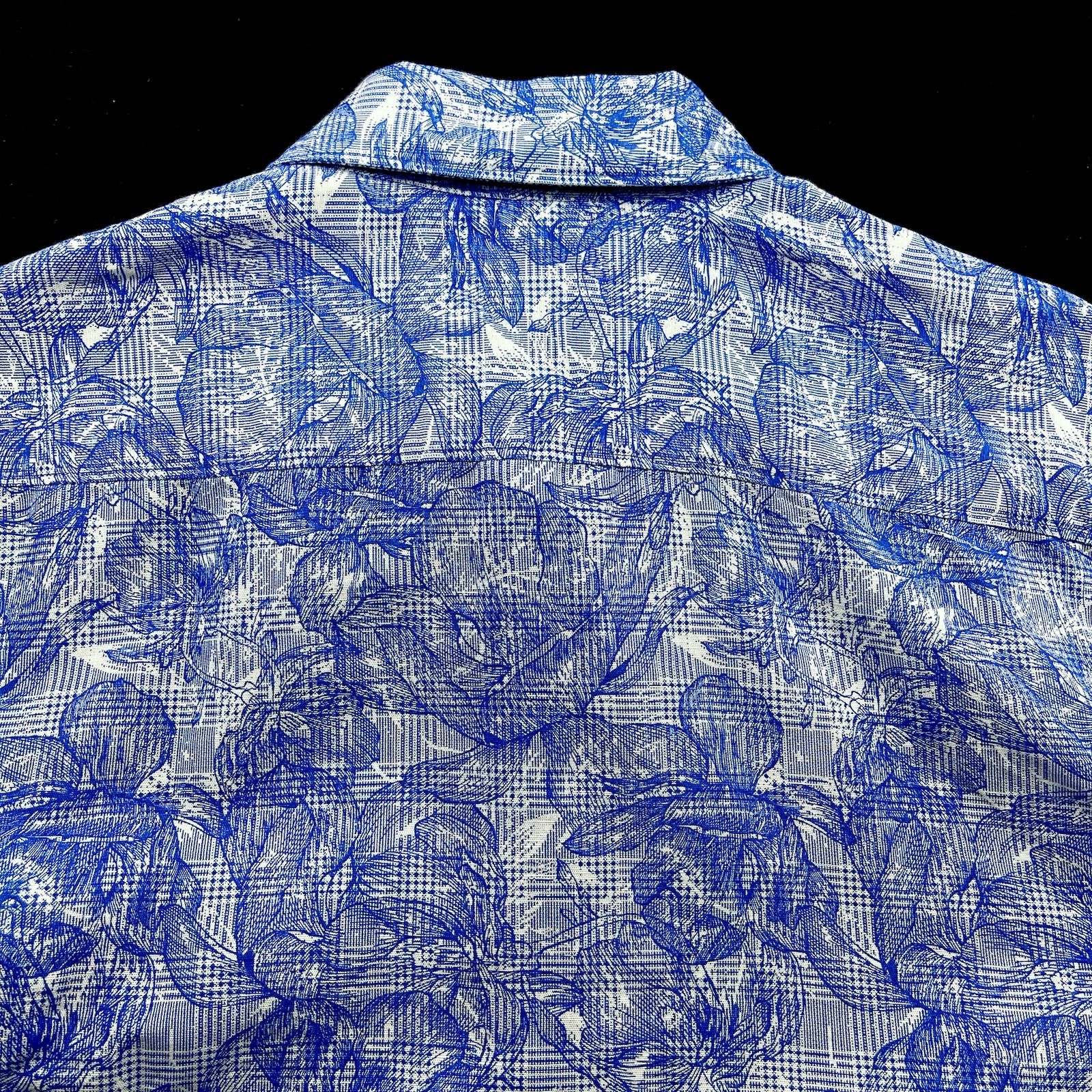 Robert Graham Linen Cotton Floral Print Short Sleeve Sport Shirt 2XL Blue $198