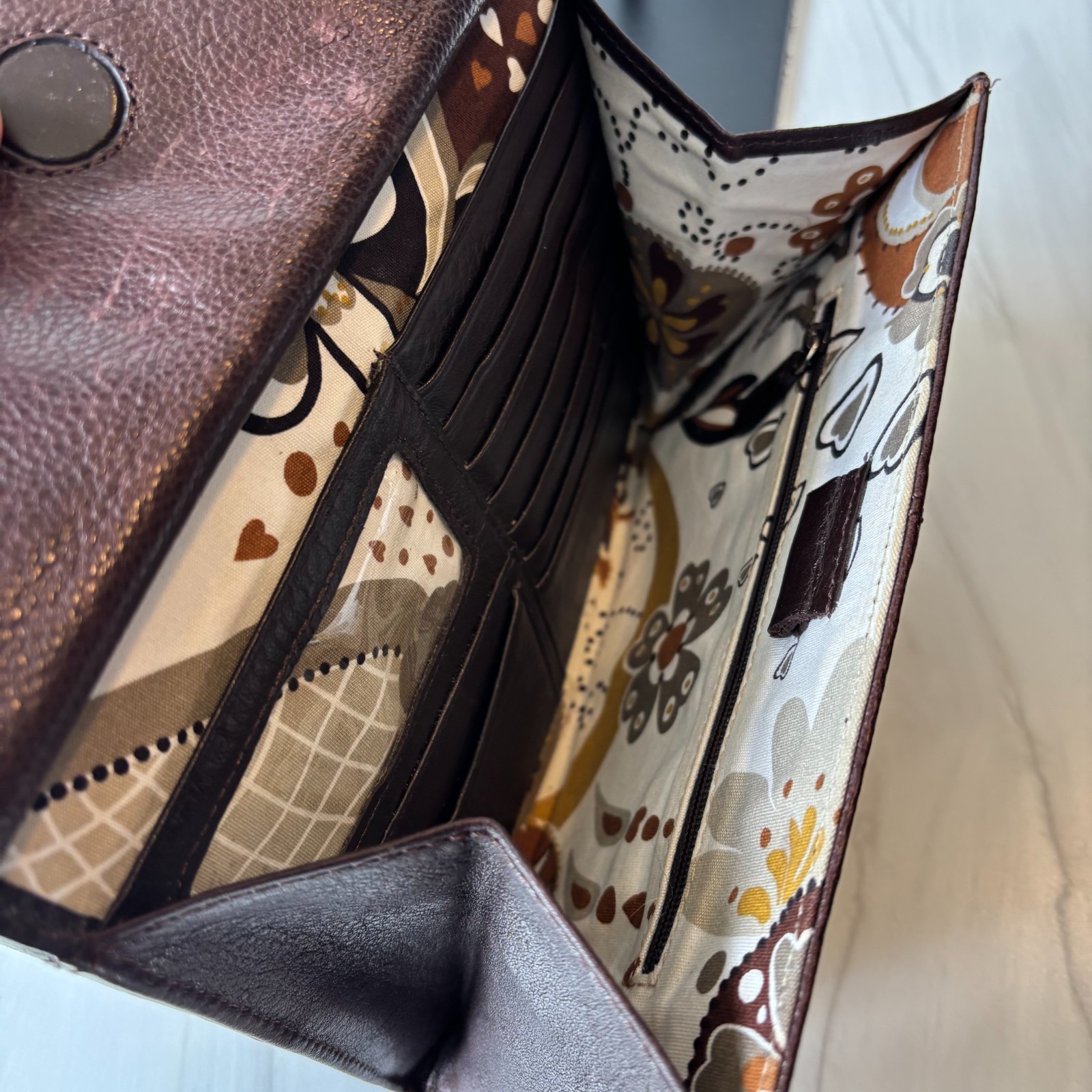 BRIGHTON Contempo City Brown Leather Crossbody Organizer Shoulder Bag Purse