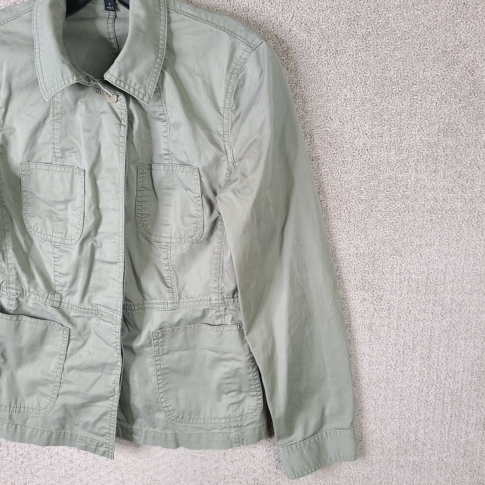 Talbots Jacket Womens 2 Gray Green Military Utility Canvas Gorpcore Safari