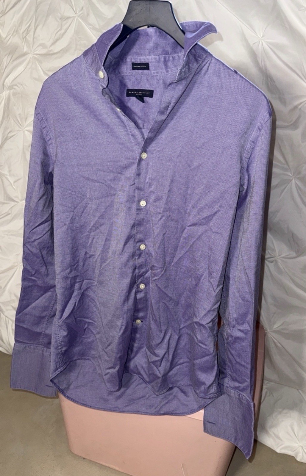 Banana Republic Fitted Purple Solid Egyptian Cotton Dress Shirt 15-15.5
