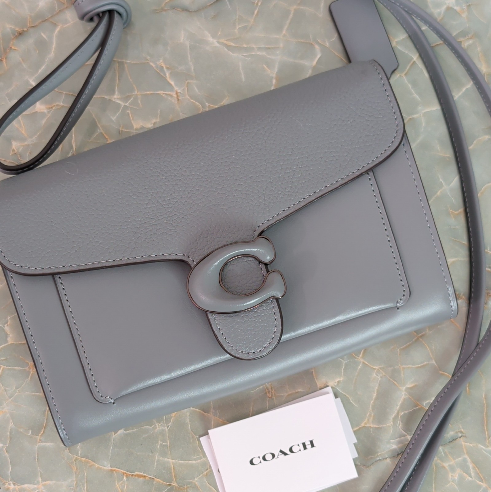 Coach Granite Tabby Chain Clutch Crossbody Gunmetal Hardware Detachable Strap