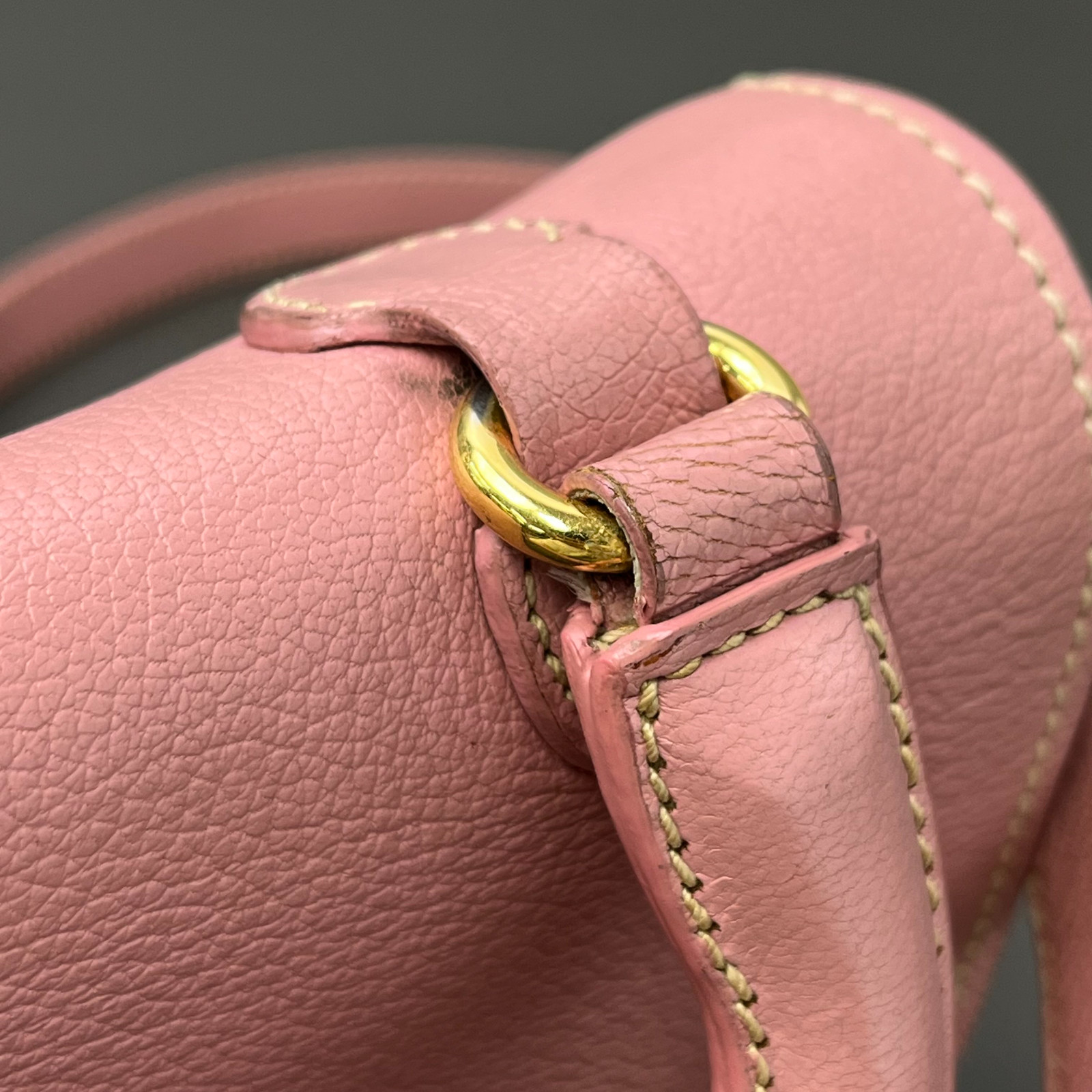 Authentic Miu Miu Top Handle Messenger Bag Pebbled Leather Messenger Bag Pink