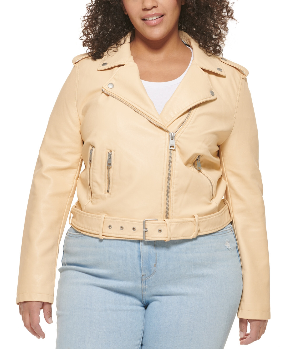 Levi’s Plus Size Faux Leather Belted Motorcycle Jacket Size 1X # 5D 2763 Blm
