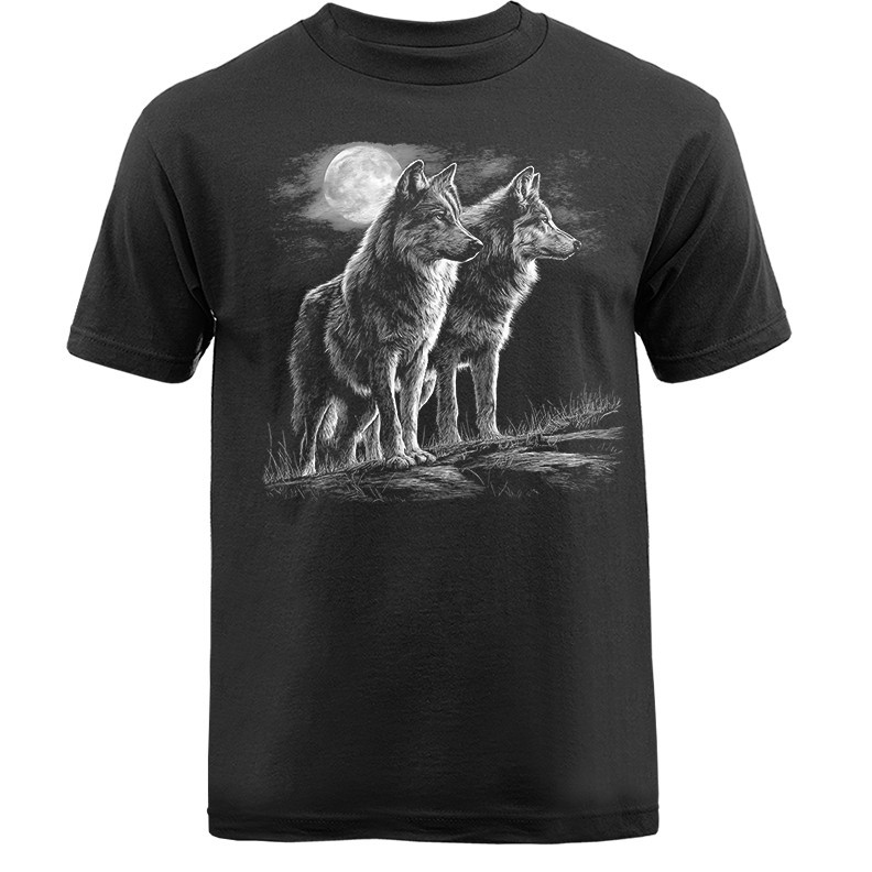 Wolves Moonlight Wilderness Forest Outdoor Wildlife Nature T-shirt
